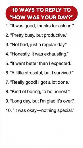 10 Better Ways to Answer “How Was Your Day?" #everydayenglishconversation #everydayenglish english