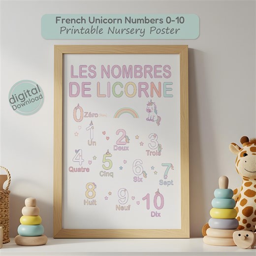 Unicorn Numbers French Poster, Kids Educational Wall Art (digital Download) - Etsy