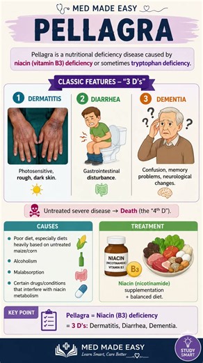 Pellagra | Vitamin B3 Deficiency & 3 D’s | Nursing & Medical Students