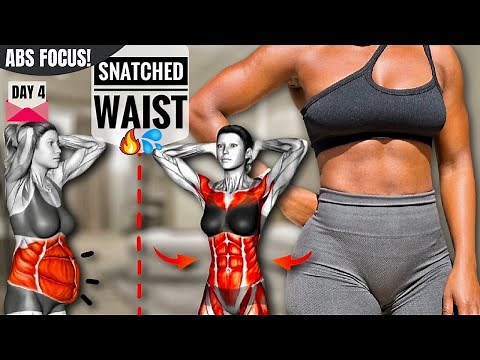 SNATCHED WAIST-LINE & ABS At Home Workout~2 Week Hourglass Challenge, No Equipments #4 ,