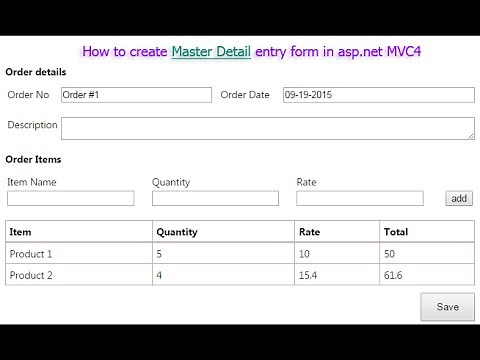 How to create Master Detail entry form in asp.net MVC4