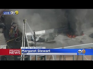 Fire Crews Battle Large Blaze At Downtown LA Building