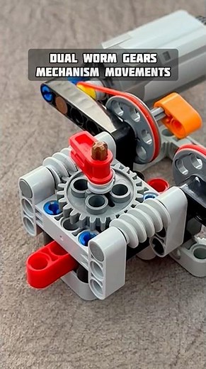 Dual Worm Gears Mechanism Movements #lego #legotechnic #gears #mechanical #mechanism #creative
