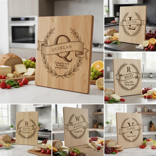 Monogram SVG Cutting Board Bundle, 54 Charcuterie Engraving Files for Personalized Family Name Gifts - Etsy