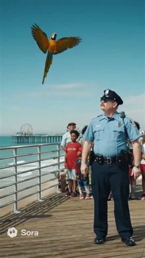 Macaw and Police Officer at Seaside #shorts #shortvideo