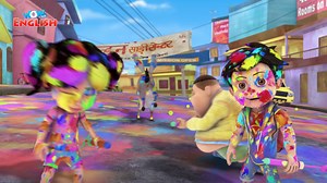 3K views · 120 reactions | Vir, Imli, Chulbul & Gintu are enjoying Holi. Bunty tries to trap Vir but instead, Vir keeps trapping him and throwing balloons on him with a canon made by Gintu. To know more, watch the full episode!! | Wow World | Facebook