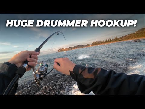 Fishing for Drummer in BIG WAVES | Rock Fishing Sydney