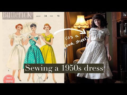 Sewing a 1950s summer dress from a bedsheet! | Butterick 7347