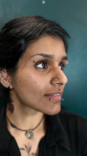 Sanjna Sridhar on Instagram: "Not bad at all, if I say so myself 🤷🏻‍♀️ #dermalpiercing . . . @inkscriptbodypiercing / @inkscript.tattoos"