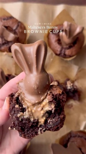 ‪@Maltesers‬ Maltesers bunny brownie cups🤤 #brownie #chocolate #dessert #baking #fyp #explorepage