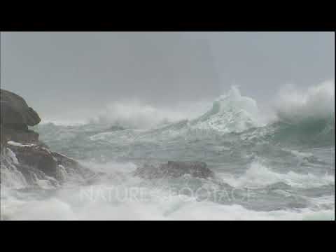 Storm Waves Crashing On Rocks, Hawaii Coastline