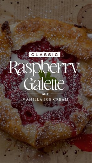 Fresh raspberries laying in a bed of flaky pastry dough. This Raspberry Gallete is easier and quicker to make than a pie. @mymanabites tops this dessert with apricot glaze and vanilla ice cream. 🍨 Find this recipe on Tasty.co and here: https://tasty.co/recipe/raspberry-galette | Tasty