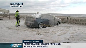 NEW: It's Finally Free! Watch as crews release this car from its icy standstill. | The Weather Channel
