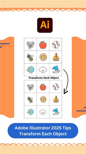 Adobe Illustrator 2025 Tips - Transform Each Object . Follow : Vipul Graphics . Thanks ❤️ . #illustrator #adobe #illustration #art #transformation #transformeach #objects #vector #graphics #design #designer #graphicdesign #graphicdesigner #vipulgraphics #explore | Vipul Graphics
