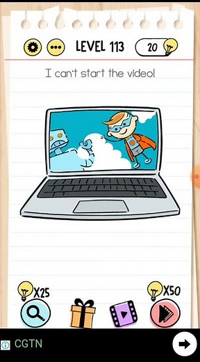 Brain test level 113 I can't start the video walkthrough