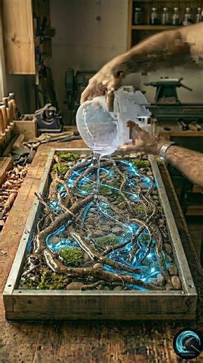 I Built a "Neural Network" Table from Dead Roots! 🧠⚡ #epoxyresin #asmr #satisfying #shortvideo