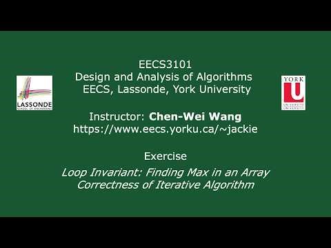 [HD] EECS3101- Exercise - Loop Invariant & Iterative Algorithm Correctness