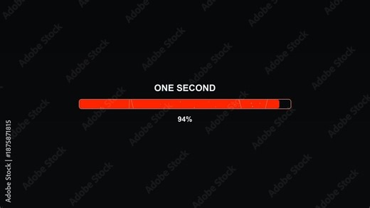 Modern progressbar animation shows vibrant colors moving through the screen for one second while filling to full completion