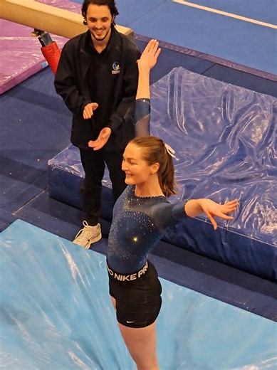 Adult gymnastics competition routine: bars, beam & vault at 33