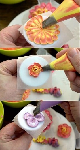 Piping buttercream flowers in 1 minute using the same petal tip - cake decorating for beginners