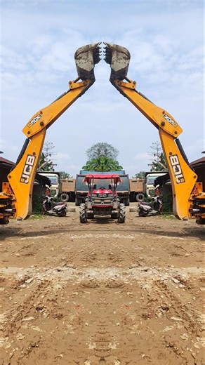 JCB DJ STUNT💯🔥💯#jcb #tractor #stunt #case #tractorstunt #jcbbaba #crane #roller #reels #excavator