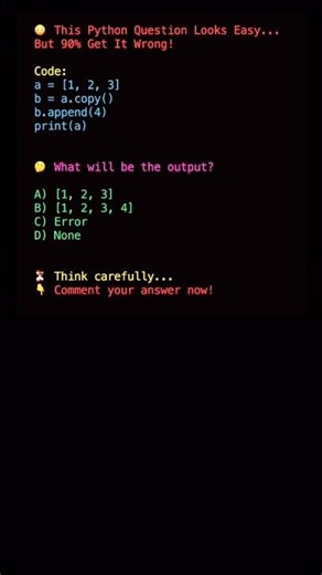 👉 90% Get This Python Question Wrong 😳 | Copy vs Reference #shorts#learnpython #python