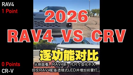 2026 RAV4 VS CRV 逐功能对比 #RAV4