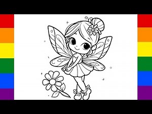 Cute fairy drawing for kids and toddlers || Easy step by step drawing