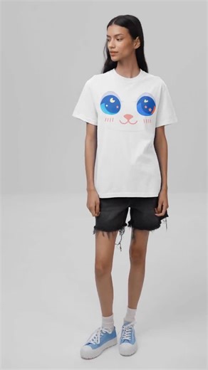 Kawaii Cat Face T-shirt – Neon Vaporwave Anime Tee - Etsy