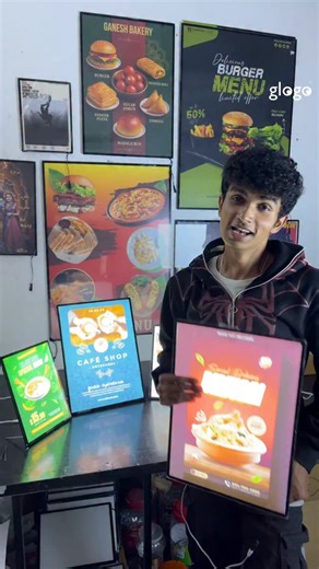 GLOGO India - Manufacturer of Signage Products | LED Lightboxes on Instagram: "Slim LED LIGHT Boards Glogo Light Boxes To order: +91 81495 90046 Delivery anywhere in India Starting From 900/- Multiple Sizes Available: A4 to A1 and B1 Recharge Standee Better than Vinyl, Flex or backlit Cheaper Easily Changeable One time Installation Best for Restaurant, Cafes, offices & Home Photo frames. [Glogo Glogoindia backlit backlitboards led leddisplay leddisplayboards boards menuboards Signage signageboar