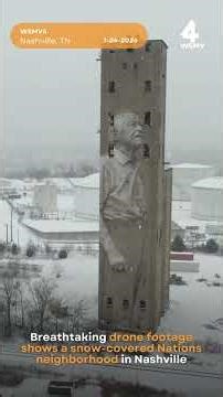 This breathtaking drone footage shows a snow-covered Nations neighborhood in Nashville