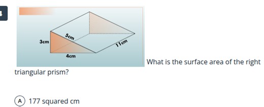 What is the surface area of the right triangular prism with sid... | Filo
