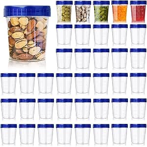 40 Pack 4oz Small Containers with Lids,Reusable Salad Dressing Container Airtight Leakproof Condiment Containers with Screw Lids,Take Away Stackable Plastic Dip Sauce Cups for Snack,Drink,Ketchup