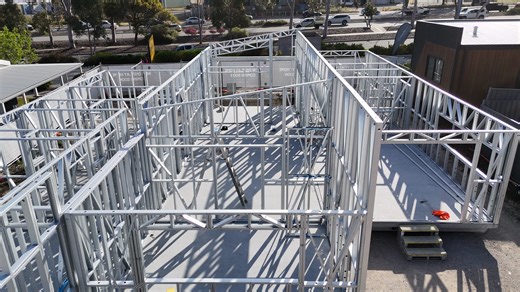 From SLABS 🧱 to STEEL 🔩 Last week, we showed you what our pre-stressed concrete slabs look like… Now get a glimpse at our fully engineered steel wall frames, standing strong in the manufacturing yard. This stage reveals the true scale of The Napier’s spacious 4x2 layout and highlights one of modular construction’s biggest strengths: precision, consistency, and speed. Why steel framing works so well in modular homes: 🔥 Fire Resistant – Provides a safer structure that withstands fire better tha