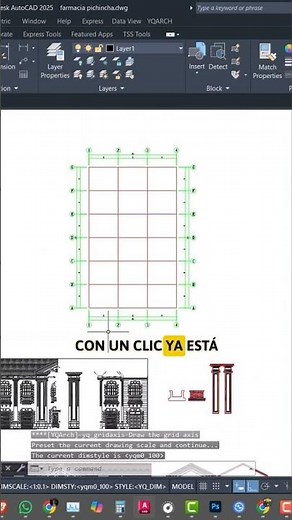 Lineas guias en cuadricula en Autocad con YQARCH Comando Aplicado ZXW #autocad #yqarch #arqui