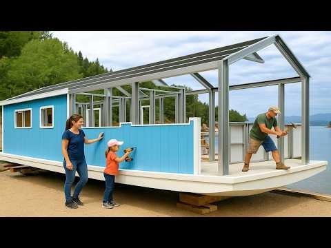 Building a DIY Houseboat for My Family | Full DIY Houseboat Build by ‪@LiveDontWatch‬