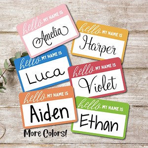 Custom Hello My Name is Stickers: Personalized Colorful Name Tags - School, Work - Etsy
