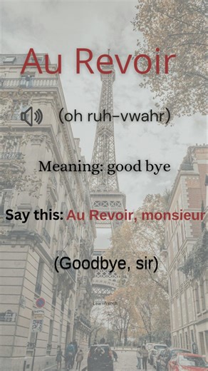 Learn French in 15 sec 🇫🇷 | Au Revoir meaning #french #learnfrench #shorts #languagelearning