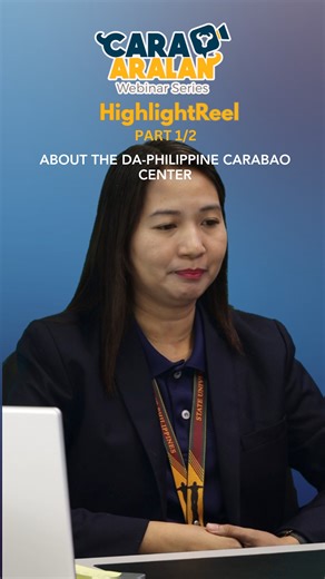 Part 1 of 2: Cara-Aralan Webinar Series | DA Philippine Carabao Center Programs and Services Ipinakilala ni Ma. Theresa R. Sawit, ang national coordinator ng Carabao-based Enterprise Development Program ng DA-PCC, ang ahensya sa mandato nito tungkol sa pagpaparami at pagsusulong ng mga mahalagang ambag sa lipunan ng kalabaw. Tinukoy din niya ang mga tuluy-tuloy na serbisyo ng DA-PCC sa mga pangangailangan ng mga magkakalabaw sa buong Pilipinas. #CaraAralanHighlightReels | DA-Philippine Carabao C