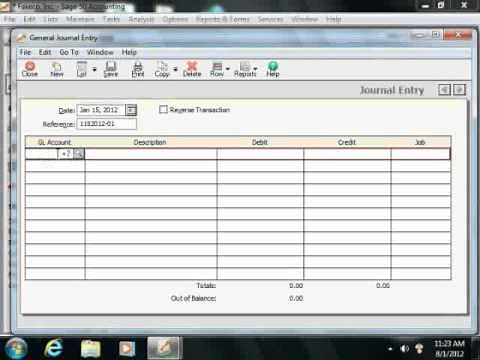 Sage 50 Tutorial Adding General Journal Entries Sage Training Lesson 3.5