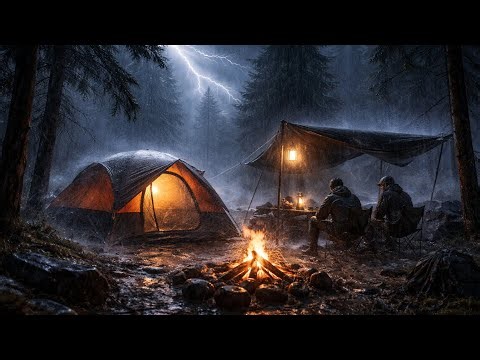 Heavy Strom rain camping in forest | camping video | GR Camping |