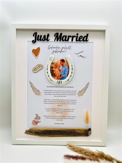 Personalized Wedding Gift – Horseshoe Picture Frame “just Married” With Photo, Names & Date, Gift Idea for the Bride and Groom, Lucky Charm - Etsy