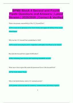 BPME Block 4 Second and Fourth Fleets Questions and Answers Latest Version 2025/26 Correct Verified