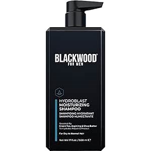 Blackwood For Men Hydroblast Moisturizing Shampoo - Men's Shampoo for Coarse, Dry, & Curly Hair - Infused with Ginseng & Ginger- Natural Vegan Formula -Sulfate Free, Paraben Free & Cruelty Free(17 Oz)