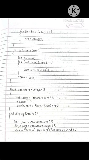 WAP to initialize an array of size 10 and finding sum and average of array elements inC++#oop #exam