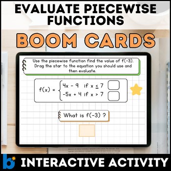Evaluating Piecewise Functions | Boom Cards™ | Graphs and Algebraic Practice