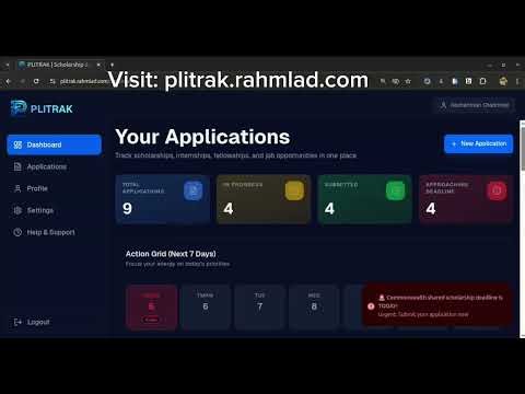 How to Track Scholarships, Jobs, Fellowships and Internships Applications | PLITRAK Beta Demo