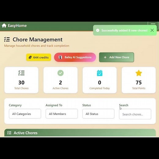EasyHome Bailey AI Chores - AI-Powered Family Chore Management Demo