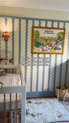 Gemma | Interiors & lifestyle on Instagram: "Here’s how we hand painted the squiggle wall in our nursery ✨🖌️🫟 🐕🦋 We had squiggly wallpaper on our nursery inspo list but we really wanted it to be the perfect blue… we also didn’t want to spend loads of £££ on wallpaper so I kept thinking about painting the squiggles by hand. I really wanted them to look quite uniform though so it was a bit of a challenge thinking of how we could do this without it looking rubbish 😅… I bought a wavy quilting r