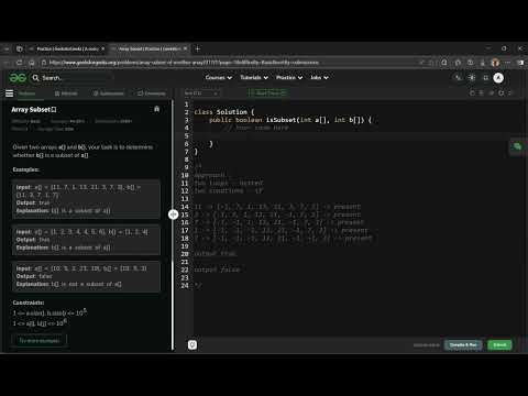 Array Subset problem - Basic - GeeksforGeeks